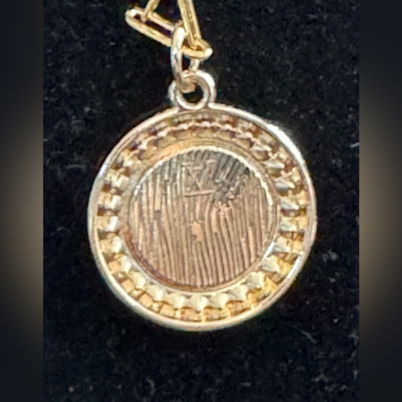 Louis Vuitton Pink/Rhinestone Pendant 18” Stainless Steel Gold Plated Necklace - Picture 7 of 9